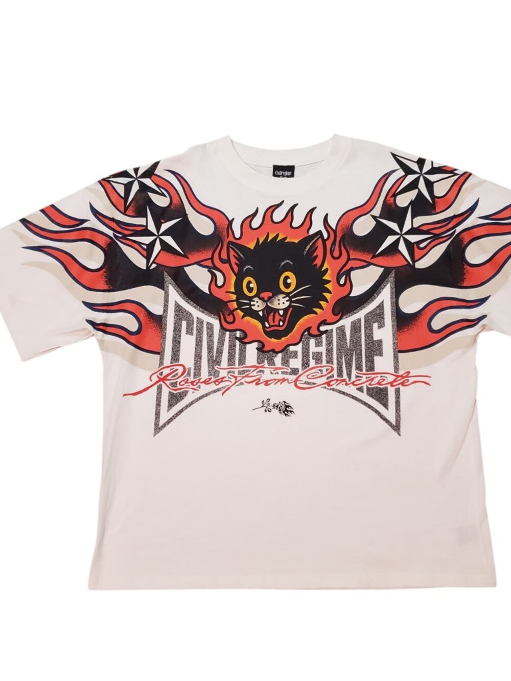 Civil Regime Crazy Cat Graphic Older Brother Butter Shirt - XL